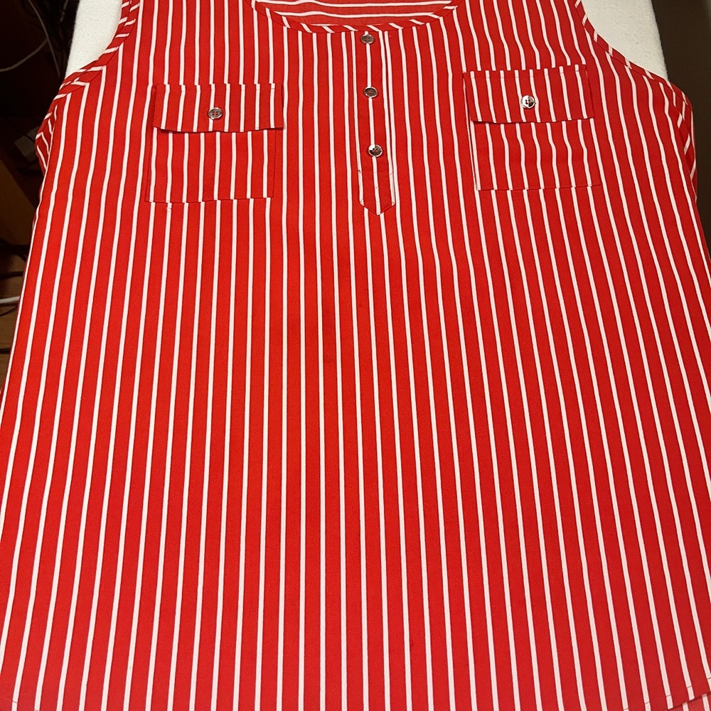 Red and White Striped Sleeveless Top